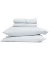 Home Collection Cotton Percale Solid Brushed & Washed Bed Sheet Set In Blue