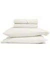 Home Collection Cotton Percale Solid Brushed & Washed Bed Sheet Set In White