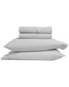 Home Collection Cotton Percale Solid Brushed & Washed Bed Sheet Set In Gray