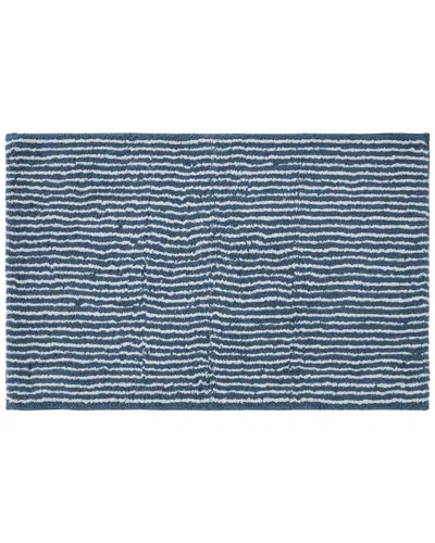 Home Collection Cotton Pinstripe Bath Mat In Blue