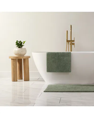 Home Collection Cotton Reversible Bath Mat In Green