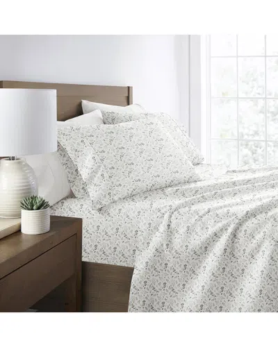 Home Collection Delicate Blossoms Patterned Ultra-soft Bed Sheet Set In White