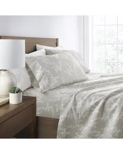Home Collection Delicate Details Patterned Ultra-soft Bed Sheet Set In Gray