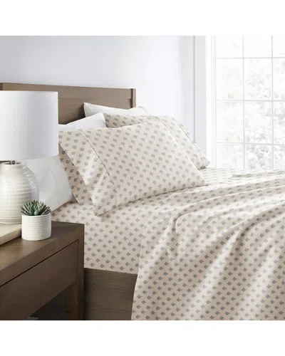 Home Collection Delicate Details Patterned Ultra-soft Bed Sheet Set In Neutral