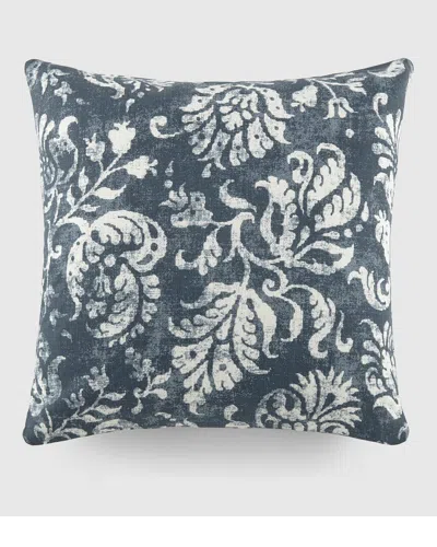 Home Collection Distressed Floral Cotton Throw Pillow In Blue