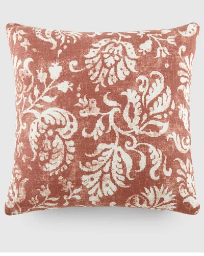 Home Collection Distressed Floral Cotton Throw Pillow In Brown