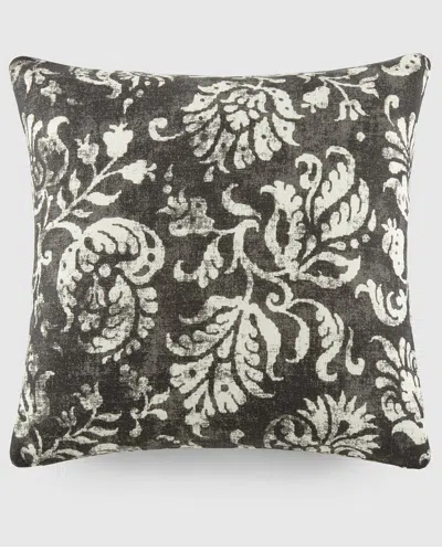 Home Collection Distressed Floral Cotton Throw Pillow In Gray