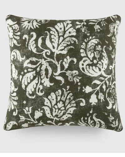 Home Collection Distressed Floral Cotton Throw Pillow In Green
