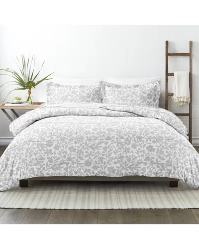 Home Collection Down Alt Abstract Garden Patterned Comforter Set In White