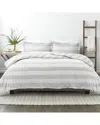Home Collection Down Alt Distressed Stripe Reversible Comforter Set In White