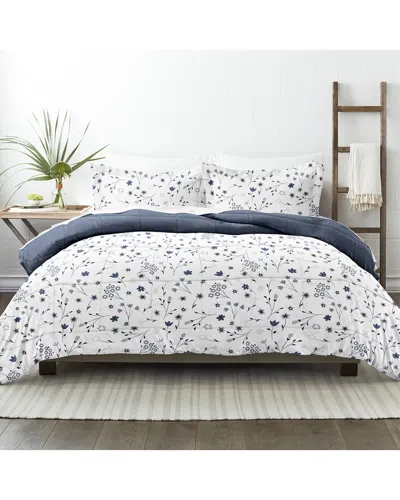 Home Collection Down Alt Forget Me Not Reversible Comforter Set In White