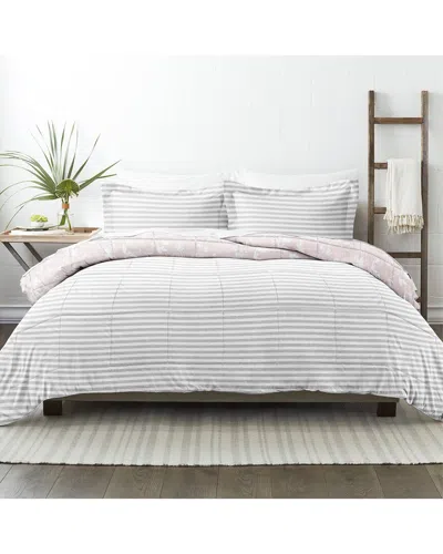 Home Collection Down Alt Pressed Flowers Reversible Comforter Set In White