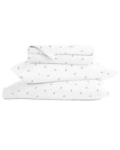 Home Collection Holiday Pattern Sheet Set - Candy Cane In White