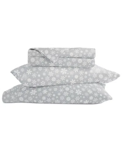 Home Collection Holiday Pattern Sheet Set - Let It Snow In Gray
