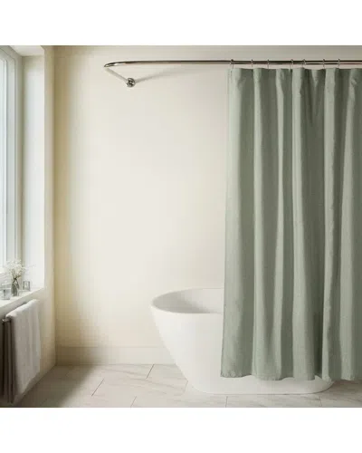 Home Collection Linen-look Textured Woven Shower Curtain In Green