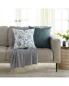 Home Collection Pack Of 2 Jacobean Slub Throw Pillows In Blue