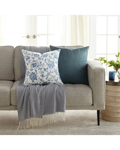 Home Collection Pack Of 2 Jacobean Slub Throw Pillows In Blue