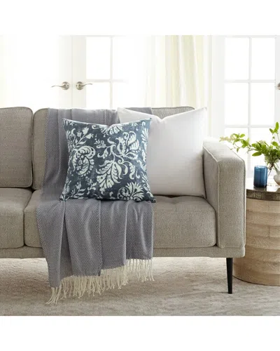 Home Collection Pack Of 2 Slub Distressed Floral Throw Pillows In Blue
