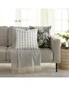 Home Collection Pack Of 2 Slub Distressed Floral Throw Pillows In Grey