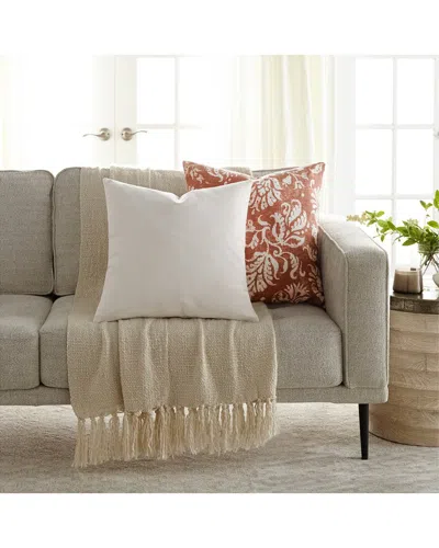Home Collection Pack Of 2 Slub Distressed Floral Throw Pillows In White