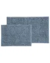 Home Collection Pack Of 2 Soft Absorbent Chenille Bath Mats With Anti-skid Rubber Backing In Blue