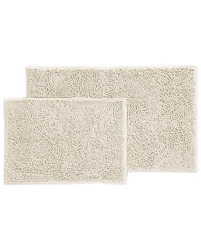 Home Collection Pack Of 2 Soft Absorbent Chenille Bath Mats With Anti-skid  Rubber Backing In Neutral