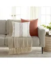 Home Collection Pack Of 2 Yarn-dyed Patterned Throw Pillows In Orange