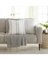 Home Collection Pack Of 2 Yarn-dyed Patterns Throw Pillows In Grey
