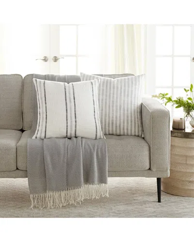 Home Collection Pack Of 2 Yarn-dyed Patterns Throw Pillows In Grey