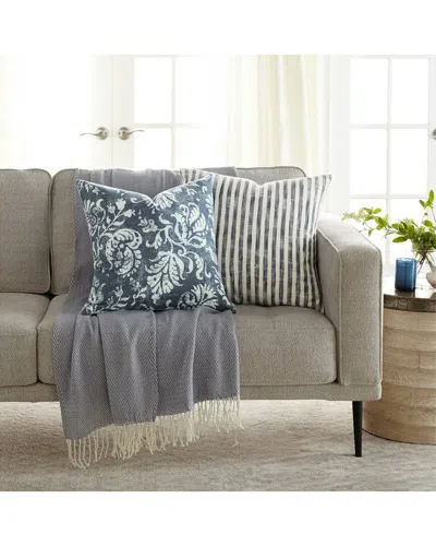Home Collection Pack Of 2 Yarn-dyed Throw Pillows In Blue