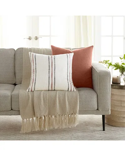 Home Collection Pack Of 2 Yarn-dyed Patterned Throw Pillows In Orange