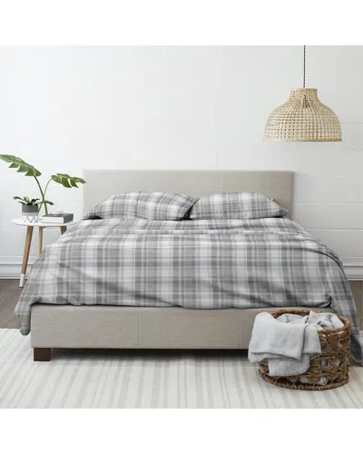 Home Collection Plaid 4pc Flannel Sheet Set In Grey