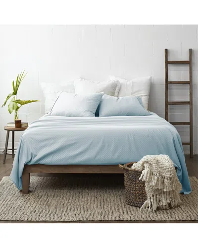 Home Collection Premium Checkered Embossed 4pc Bed Sheet Set In Blue