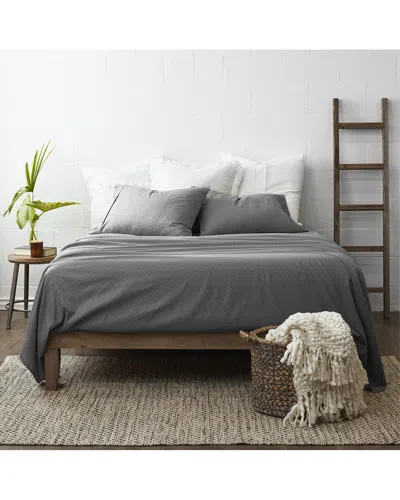 Home Collection Premium Checkered Embossed 4pc Bed Sheet Set In Gray