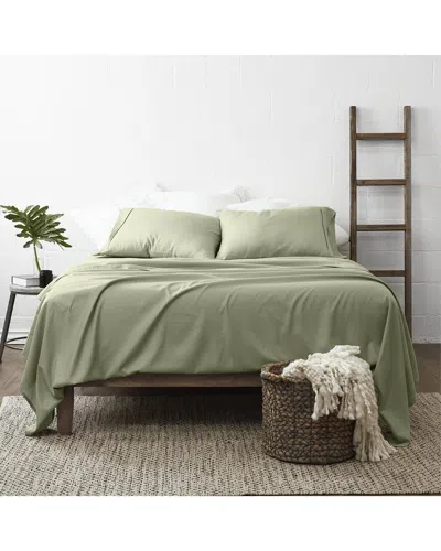 Home Collection Premium Chevron Embossed 4pc Bed Sheet Set In Green