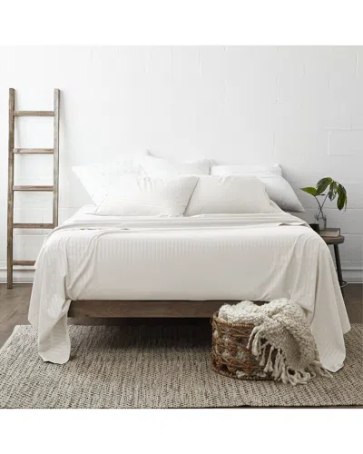 Home Collection Premium Striped Embossed 4pc Bed Sheet Set In Multi