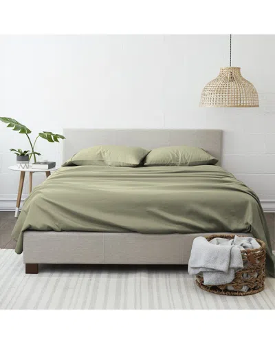 Home Collection Premium Checkered Embossed 4pc Bed Sheet Set In Green