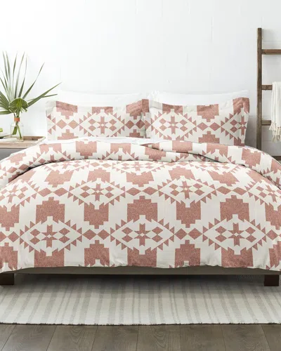 Home Collection Premium Ultra Soft Adobe Diamond 3pc Reversible Duvet Cover Set In Red