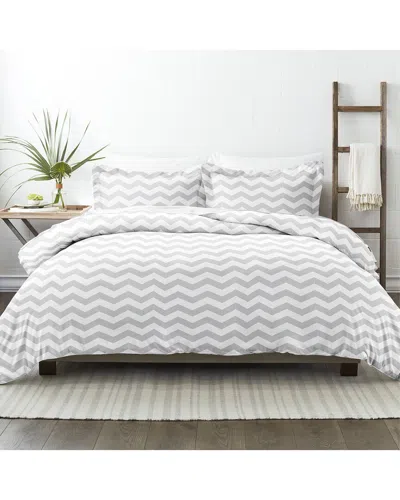 Home Collection Premium Ultra Soft Arrow Pattern 3pc Duvet Cover Set In White
