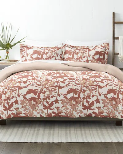 Home Collection Premium Ultra Soft Boho Flower 3 Piece Reversible Duvet Cover Set In Brown