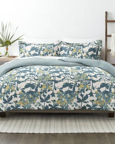 Home Collection Premium Ultra Soft Boho Flower 3pc Reversible Duvet Cover Set In Blue
