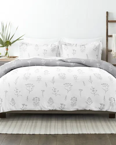 Home Collection Premium Ultra Soft Botany Floral 3pc Reversible Duvet Cover  Set In White