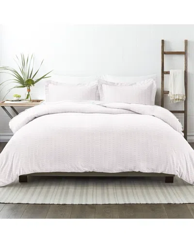Home Collection Premium Ultra Soft Classic In Pink Pattern 3pc Duvet Cover Set In White