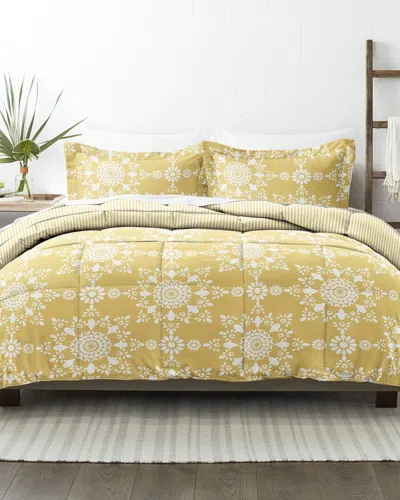 Home Collection Premium Ultra Soft Daisy Medallion Reversible Down-alternative  Comforter In Yellow