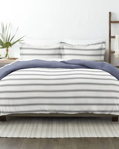 Home Collection Premium Ultra Soft Desert Stripe 3pc Reversible Duvet Cover Set In Navy
