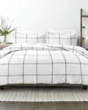Home Collection Premium Ultra Soft Grid 3pc Duvet Cover Set In Gray