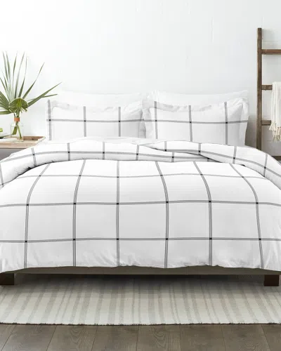 Home Collection Premium Ultra Soft Grid 3pc Duvet Cover Set In White