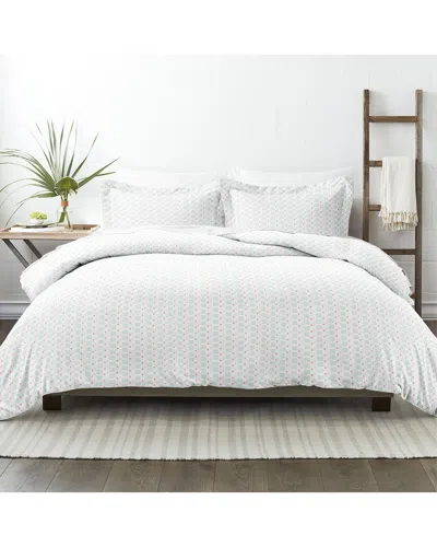 Home Collection Premium Ultra Soft Lights In Blue Pattern 3pc Duvet Cover Set In White