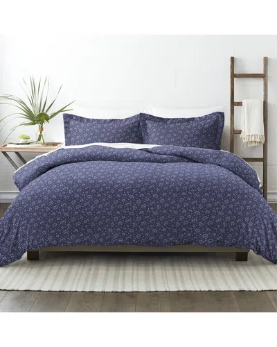 Home Collection Premium Ultra Soft Midnight Blossoms Pattern 3pc Duvet Cover  Set In Blue