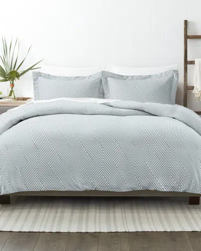 Home Collection Premium Ultra Soft Modern Diagonal 3pc Duvet Cover Set In Blue